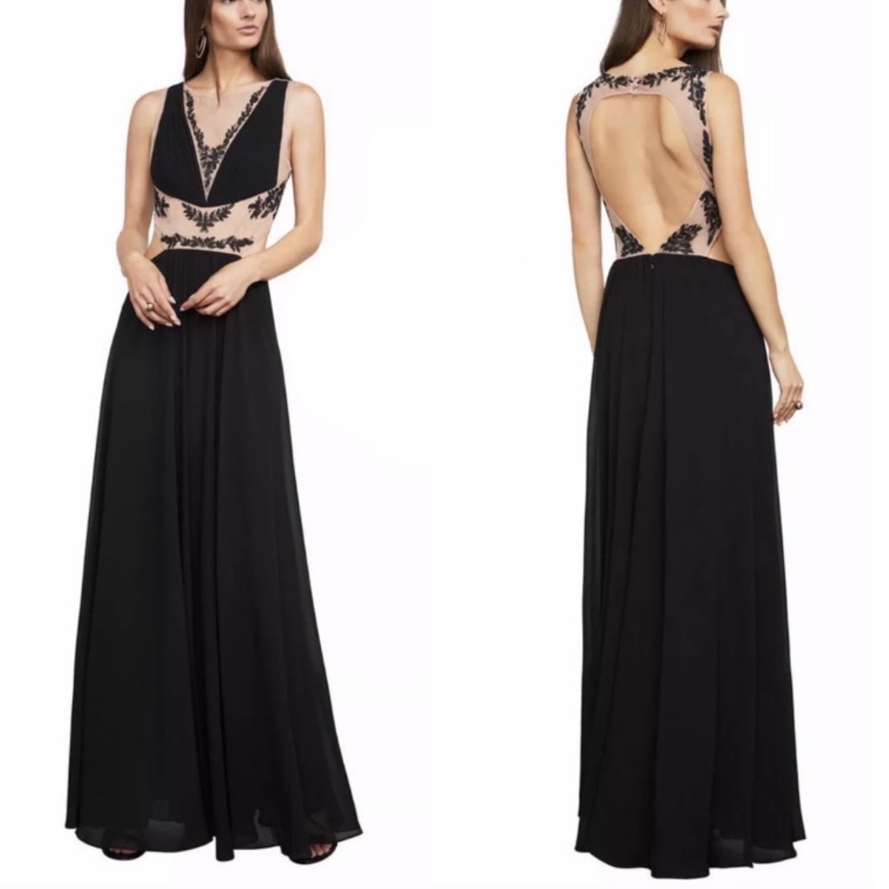BCBGMaxAzria Mesh Cutout Maxi Dress